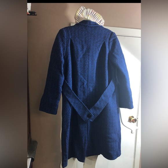 Vintage 1960s Rothschild Wool Women's Coat royal blue/black checkered USA made - Picture 3 of 14